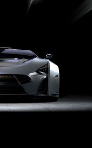 Preview wallpaper car, sportscar, gray, front view, dark