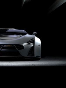 Preview wallpaper car, sportscar, gray, front view, dark