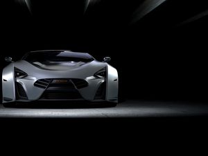 Preview wallpaper car, sportscar, gray, front view, dark