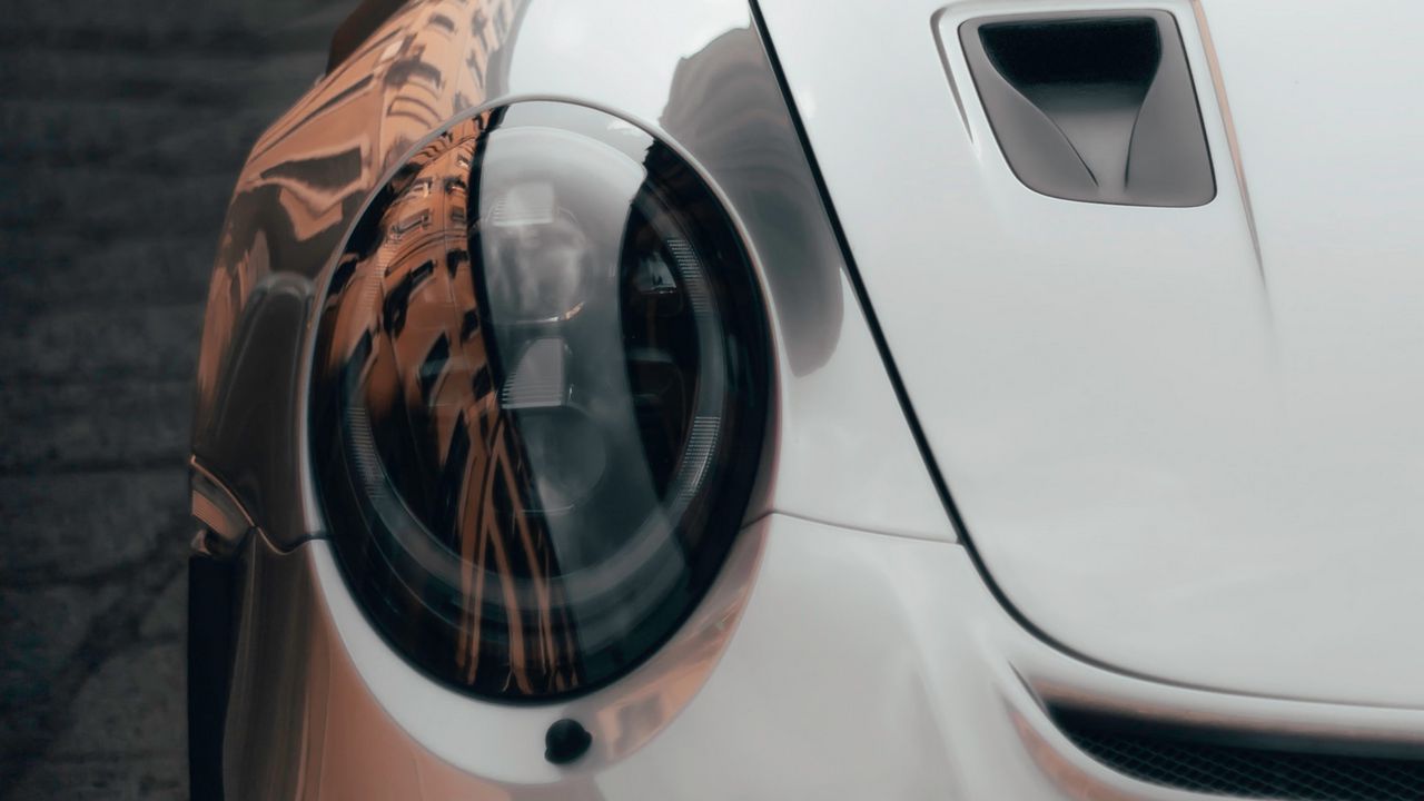 Wallpaper car, sportscar, gray, headlight