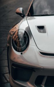 Preview wallpaper car, sportscar, gray, headlight
