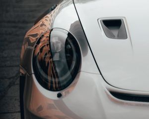 Preview wallpaper car, sportscar, gray, headlight