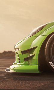 Preview wallpaper car, sportscar, green, bumper, headlight, wheel