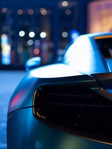 Preview wallpaper car, sportscar, headlight, wing, rear view, close-up