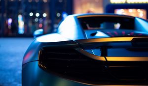 Preview wallpaper car, sportscar, headlight, wing, rear view, close-up