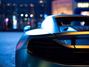 Preview wallpaper car, sportscar, headlight, wing, rear view, close-up