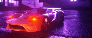 Preview wallpaper car, sportscar, neon, glow, night, city