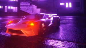 Preview wallpaper car, sportscar, neon, glow, night, city