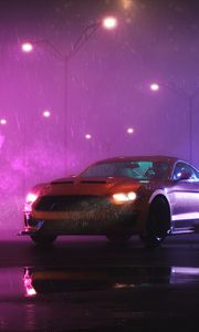 Preview wallpaper car, sportscar, night, rain, wet, dark