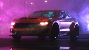 Preview wallpaper car, sportscar, night, rain, wet, dark