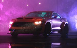Preview wallpaper car, sportscar, night, rain, wet, dark