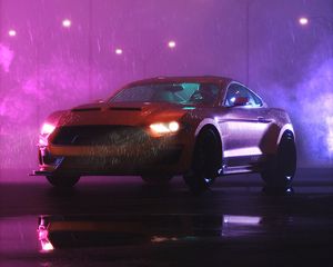 Preview wallpaper car, sportscar, night, rain, wet, dark