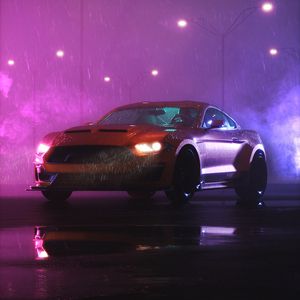 Preview wallpaper car, sportscar, night, rain, wet, dark