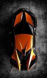 Preview wallpaper car, sportscar, orange, black, top view