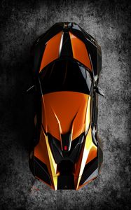 Preview wallpaper car, sportscar, orange, black, top view