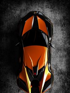 Preview wallpaper car, sportscar, orange, black, top view