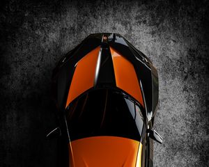 Preview wallpaper car, sportscar, orange, black, top view