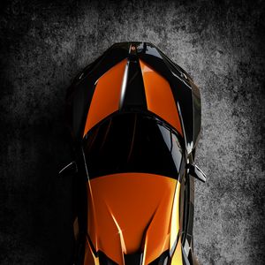 Preview wallpaper car, sportscar, orange, black, top view