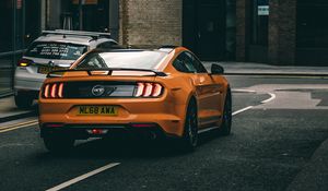 Preview wallpaper car, sportscar, orange, rear view