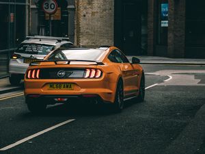 Preview wallpaper car, sportscar, orange, rear view