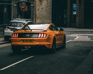 Preview wallpaper car, sportscar, orange, rear view