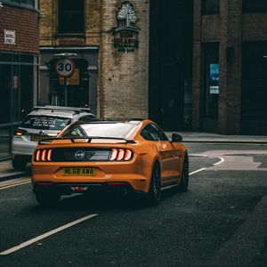 Preview wallpaper car, sportscar, orange, rear view