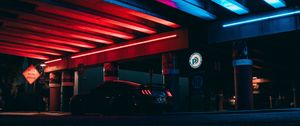 Preview wallpaper car, sportscar, parking, backlight, neon