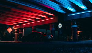 Preview wallpaper car, sportscar, parking, backlight, neon