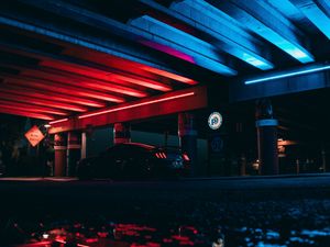 Preview wallpaper car, sportscar, parking, backlight, neon