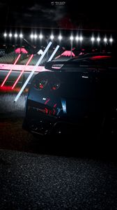 Preview wallpaper car, sportscar, rear view, dark, night, lights