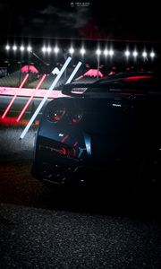 Preview wallpaper car, sportscar, rear view, dark, night, lights