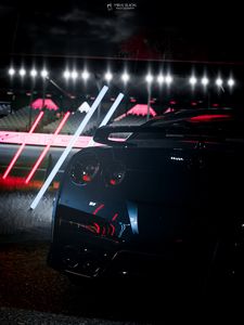 Preview wallpaper car, sportscar, rear view, dark, night, lights