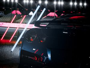 Preview wallpaper car, sportscar, rear view, dark, night, lights