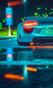 Preview wallpaper car, sportscar, rear view, lights, road