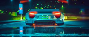 Preview wallpaper car, sportscar, rear view, lights, road