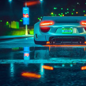 Preview wallpaper car, sportscar, rear view, lights, road