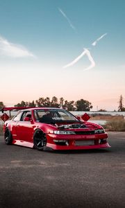 Preview wallpaper car, sportscar, red, tuning, side view