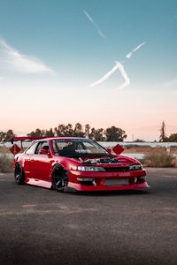 Preview wallpaper car, sportscar, red, tuning, side view