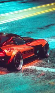 Preview wallpaper car, sportscar, road, asphalt, neon