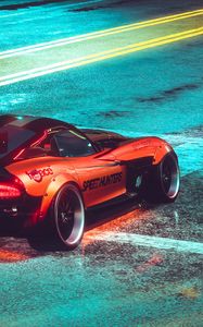 Preview wallpaper car, sportscar, road, asphalt, neon