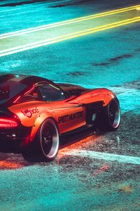 Preview wallpaper car, sportscar, road, asphalt, neon