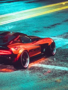 Preview wallpaper car, sportscar, road, asphalt, neon