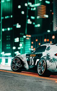 Preview wallpaper car, sportscar, road, city, lights