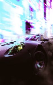 Preview wallpaper car, sportscar, speed, smoke, neon, lights