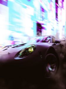 Preview wallpaper car, sportscar, speed, smoke, neon, lights