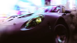 Preview wallpaper car, sportscar, speed, smoke, neon, lights