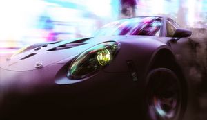 Preview wallpaper car, sportscar, speed, smoke, neon, lights