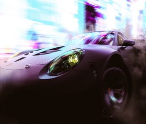 Preview wallpaper car, sportscar, speed, smoke, neon, lights