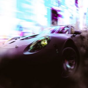 Preview wallpaper car, sportscar, speed, smoke, neon, lights