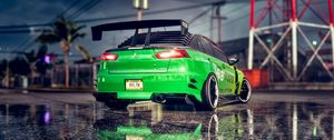 Preview wallpaper car, sportscar, tuning, green, side view